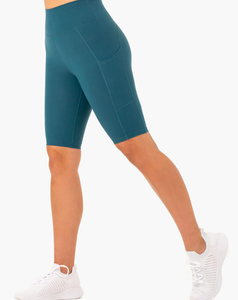 Women's Lightweight Seamless Solid Biker Gym <b>Tights</b> High Waist Breathable <b>Knitted</b> Fabric Spandex/Polyester 180g - Product Image 3