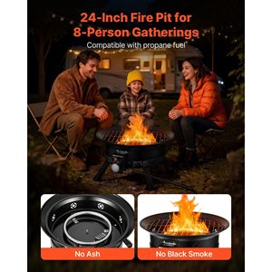 Brasero portable au propane de 24 pouces, 53 000 BTU, avec flamme réglable, grille de cuisson, pierres de lave et pieds pliables - Product Image 2
