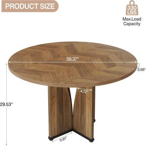 Tavolo da Pranzo Rotondo Stile Fattoria per Cucina e Soggiorno per Uso Quotidiano - Product Image 6