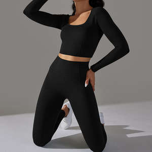 Wholesale <b>Women</b> Workout Clothes Shock-Proof Sports Running Yoga Sets Fitness <b>Women</b> Sets Seamless Yoga Sets - Product Image 3