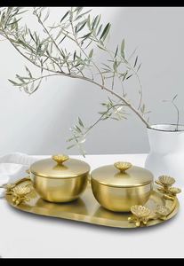 Bols de service décoratifs en acier inoxydable, finition dorée, bols ronds en métal faits à la main pour les fêtes, les mariages, les tables - Product Image 5