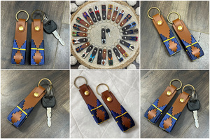 Premium Genuine Leather Keychains With Colorful Aztec Embroidery Western Style <b>Key</b> <b>Ring</b> Handmade <b>Key</b> Holder <b>Accessory</b> for Unisex - Product Image 3