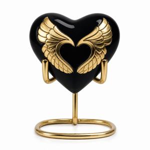 Black Brass Eagle with Flag Engraved Heart Shaped <b>Keepsake</b> Cremation <b>Memorial</b> <b>Keepsakes</b> Urn for Funeral Ashes - Product Image 2