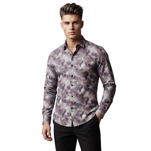 Smoky Purple Mens Abstract Printed <b>Long</b> Sleeve Shirt Button Down Casual Slim Fit Fashion <b>Dress</b> Shirt Custom Apparel Manufacturer - Product Image 1