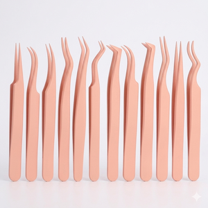 ชุดแหนบต่อขนตาพลาสติกสีชมพู ปลายเรียบละเอียดสำหรับการต่อขนตา - Product Image 1