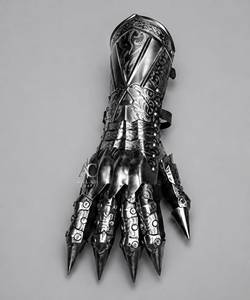 Gants de guerrier gothiques en acier plaqué argent, style antique, collection d'armure métallique - Product Image 5