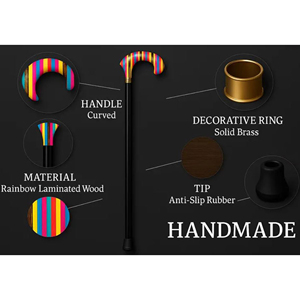 Bastón de Madera Maciza para Caminar al Aire Libre, Bastón de Madera Hecho a Mano para el Cuidado de Personas Mayores, Bastón de Madera Tradicional - Product Image 1