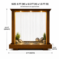 Fuente de Agua Moderna de Lujo para Interiores y Exteriores, con Cortina de Agua de FRP, Luces LED Cálidas, Acabado de Madera, Diseño Decorativo de Cascada, Montaje en Suelo