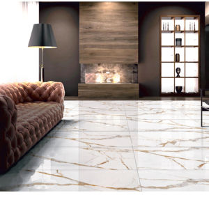 Azulejos de porcelana esmaltada pulida con textura de tallado arquitectónico, diseñados para instalación a gran escala en pisos y paredes. - Product Image 1