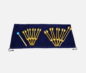 Ensemble de 9 diapasons chakra en or avec marteau en silicone pour la thérapie de guérison. - Product Image 5