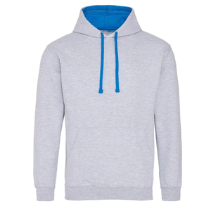 Sweat-shirt à capuche gris pour homme avec doublure bleue, coupe classique, en molleton de coton, pull décontracté avec poche avant, idéal pour l'automne - Product Image 5