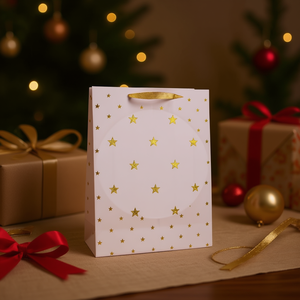 Il sacchetto regalo con stelle in lamina d'oro, taglia L, per confezionare regali - Product Image 2