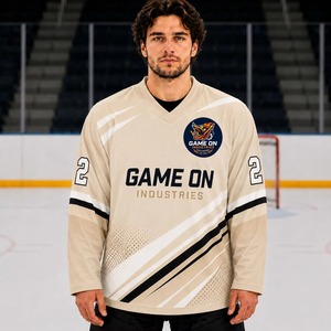 Maillot de hockey sur glace unisexe personnalisé, qualité supérieure, poids professionnel 160g, tissu mesh respirant, uniforme d'équipe, impression par transfert thermique sur le devant - Product Image 4