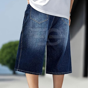 Jean short pour homme coupe droite décontractée, léger et respirant, style inspiré du workwear, idéal pour l'extérieur et la mode estivale - Product Image 3