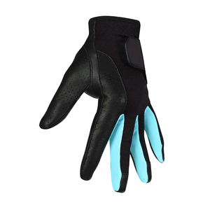 SAAR INDUSTRIES Ensemble de gants de golf pour homme bleu ciel avec accent sur les doigts, paume en cuir noir souple, dos respirant côtelé, fermeture auto-agrippante sécurisée - Product Image 2