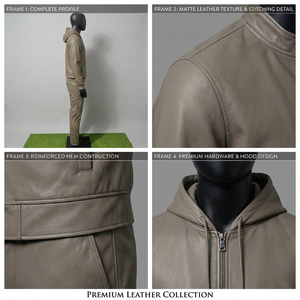 Luxury Genuine Leather Co-ord Set Streetwear Jacket Jogger <b>Trouser</b> Fashion Tracksuit Fleece Lined Windproof Leather Tracksuits - Product Image 6