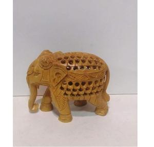 Grande statue d'éléphant artisanale, accent décoratif artistique vintage pour salon, bureau, présentation sur table - Product Image 1