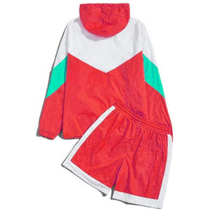 Custom Polyester Windbreaker Tracksuit With Reflective Piping And Tapered Pants And Logo Print Rain <b>Jacket</b> Set For Club Uniforms - Product Image 4