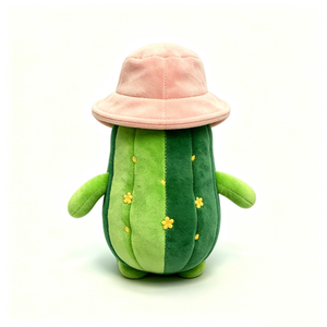 Peluche de pepino personalizado con gorro de pescador rosa, peluche de pepino con brazos y piernas, juguete de peluche de pepino, animal de peluche de pepino - Product Image 2