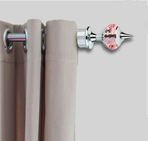 Handmade <b>Beads</b> Art Art Deco Metal and Ceramic <b>Curtains</b> Rod Brackets with Pink Neon Crystal Knobs - Product Image 3