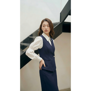 Conjunto de Vestido Elegante de Oficina para Mujer, de Alta Calidad, Ecológico, 100% Algodón, Manga Larga, Midi, Fabricado en Vietnam - Product Image 1