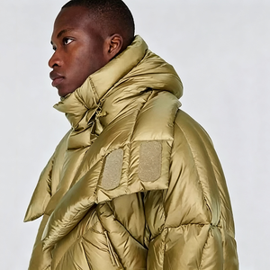 OEM 2026 Custom Plus Size Men <b>Crop</b> Hooded <b>Puffer</b> <b>Jacket</b> Oversized High Collar Streetwear Winter Warm Down <b>Jacket</b> logo - Product Image 3