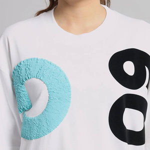 Conjunto de Dos Piezas para Mujer, Talla Grande, Poliéster/Algodón, Reversible, Estilo Veraniego, Cómodo, de Secado Rápido, Transpirable, Camiseta y Pantalones Cortos Lisos, Personalizado - Product Image 6