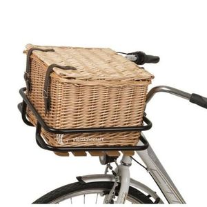 Cesta de bicicleta de ratán con tapa, cesta de lujo para manillar de bicicleta de mimbre con correas de cuero - Product Image 3