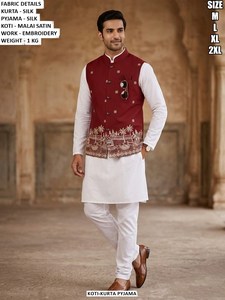 Ethnic Blue Royal Silk Traditional Party Kurta Floor-Length Regular Fit - Product Image 3