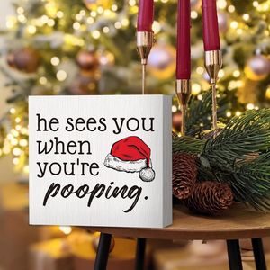 Divertenti Decorazioni Natalizie per il Bagno: Insegna 'Lui Ti Vede' per la Stagione Festiva - Product Image 1