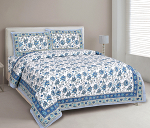 Sábana Plana de Algodón Estampada a Mano, 200 Hilos, Transpirable, Apta para Todas las Estaciones, Delicada con la Piel, Duradera, con Diseño Floral, Lavable, para Adultos - Product Image 1