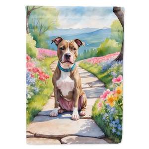 Pit Bull Terrier primavera camino jardín bandera Multicolor buzón decorativo patio Banner para Patio ilustraciones y camas de flores tamaño pequeño - Product Image 1