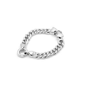 กำไลข้อมือแบบคลาสสิค Panther Head Curb Link Chain จาก 925 Silver Vault - Product Image 1