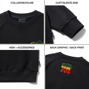 เสื้อสเวตเชิ้ตคอกลมแขนแร็กแลนผ้าเฟรนช์เทอร์รี่เนื้อหนาแบบสั่งทำพิเศษ สตรีทแวร์ OEM แบรนด์ส่วนตัว ผ้าฝ้าย 100% ทรงบ็อกซี่ ใส่สบาย ตัดต่อผ้าแบบแพทช์เวิร์ค - Product Image 4