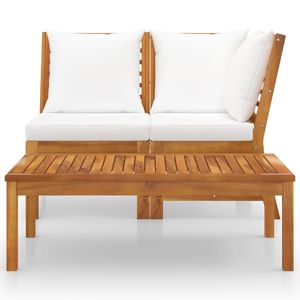 Set Lounge da Giardino in Legno di Acacia e Crema - Product Image 3