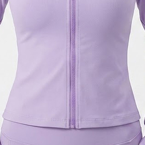 Women Yoga Training Compression Jacket Stand Collar Long Sleeve Slim Fit Gym Workout Wear Plain Dyed Letter Design - Product Image 6
