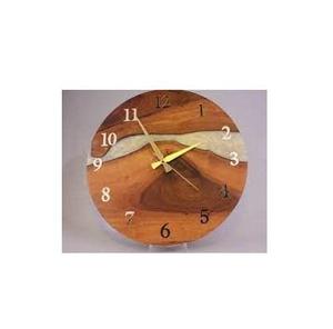 Horloge murale ronde en résine époxy et bois de qualité supérieure, finition brillante, style rustique, idéale pour offrir en cadeau, décoration intérieure, pour restaurant, hôtel - Product Image 4