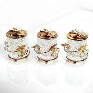 Leaf Design Silver Metal Glass Container For Gifting Purpose Luxury Storage <b>Jar</b> For Weddings And Housewarming From India - Product Image 6