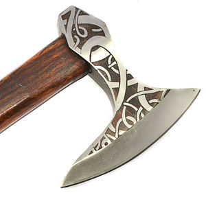 Hacha con Barba Forjada a Mano y Grabada, con Mango de Madera Dura, Hacha Decorativa Hecha a Mano Personalizada para Venta al por Mayor - Product Image 4