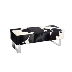 Cow Pattern Upholstered <b>Ottoman</b> Tufted Bench Metal Legs Modern Home <b>Stool</b> for Living Room Hotel - Product Image 1