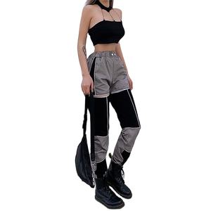 Pantalon de survêtement réfléchissant respirant pour femme Style Hip Hop Streetwear Cargo pantalon pour l'hiver plat avant multi-poches - Product Image 3