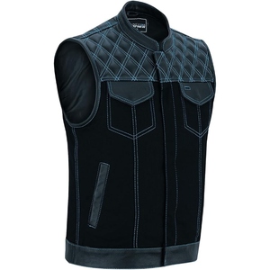 Custom Men's Genuine Leather Motorcycle Club Vest <b>Quilted</b> Biker Riding <b>Waistcoat</b> Premium Cowhide Leather Zip Vest - Product Image 4