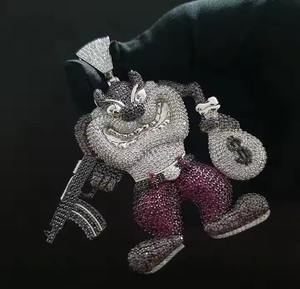 Collier pendentif Moissanite Hip Hop de luxe en argent 925, le plus vendu pour hommes, entièrement serti, prix compétitif, idéal pour les soirées - Product Image 3