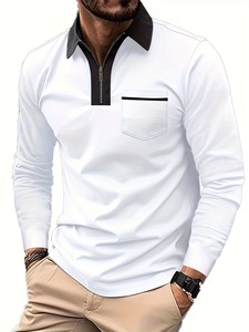 Full Sleeves Men's Polo <b>Shirts</b> Custom Contrast Turndown Collar New Breathable Quick Dry Print <b>Gothic</b> Chest Pocket Casual Knitted - Product Image 5