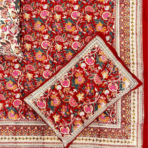 Parure de lit 3 pièces en coton imprimé à la main de Jaipur, taille King, teintures non toxiques, douce, respirante, écologique, 200 fils, lavable en machine - Product Image 1