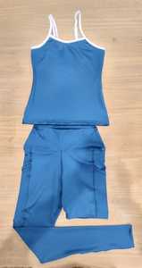 Conjunto Deportivo de Yoga para Mujer, 2 Piezas, Sin Mangas, Spandex/Nailon, Transpirable, Secado Rápido, Diseño Personalizable, Cintura Elástica - Product Image 1