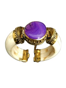 Classic <b>Indian</b> Ethnic Bone and Brass Wristbands with Natural Agate <b>Bangles</b> by PERFECT ENTERPRISES - Product Image 3