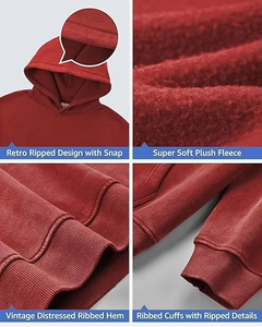 Sudadera con Capucha para Hombre, Corte Holgado, Color Sólido, Informal, Tejida, Manga Larga, con Bolsillos, para Otoño - Product Image 5