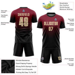 Conjunto de Uniforme de Fútbol Personalizado en Negro y Marrón, Jersey de Poliéster Transpirable de Secado Rápido, Kit de Pantalones Cortos, Sublimación, Proveedor de Uniformes de Fútbol OEM - Product Image 3