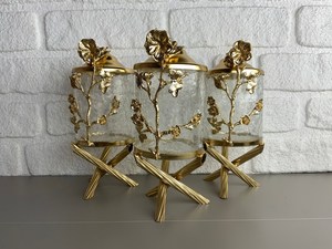 กระปุกแก้วตกแต่งพร้อมเคลือบทองหรูหราสำหรับเก็บของในครัว - Product Image 2